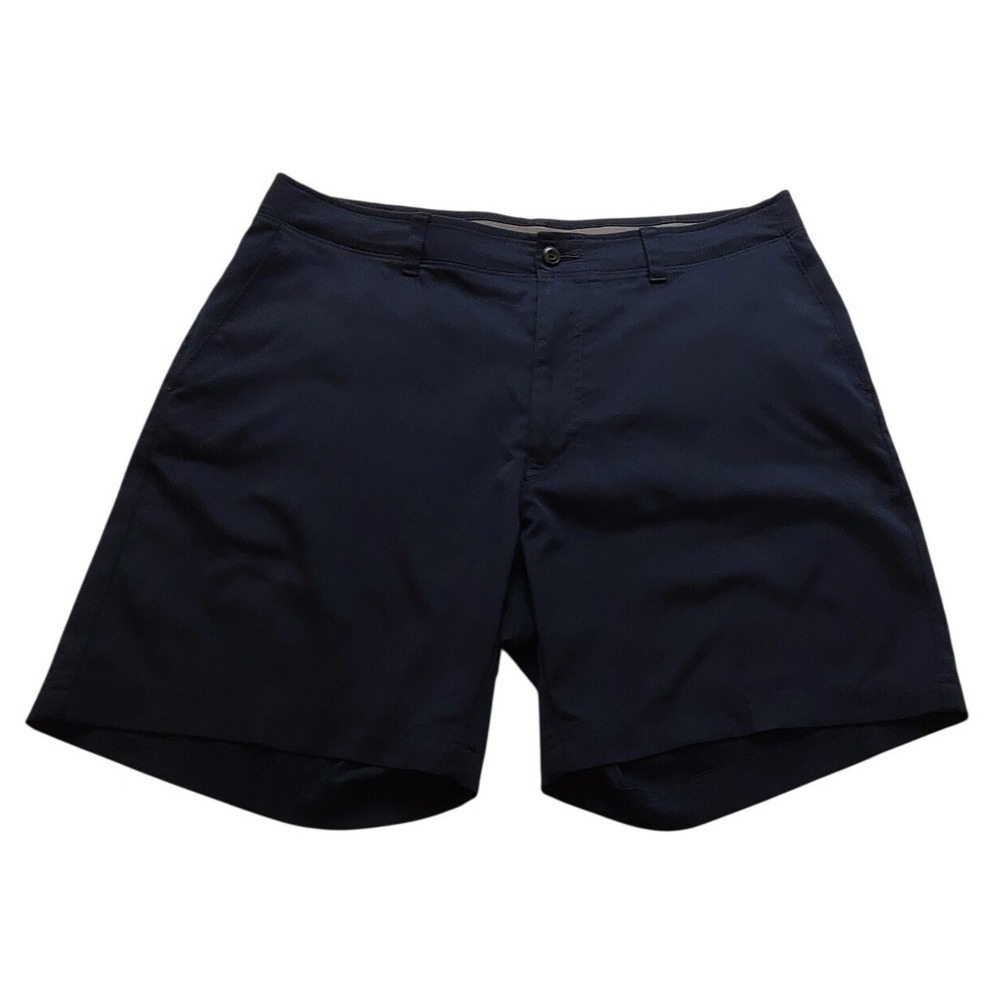 IZOD Golf Mens' Navy Blue Flat Front Performance Shorts Size 36 Zip Fly Casual
